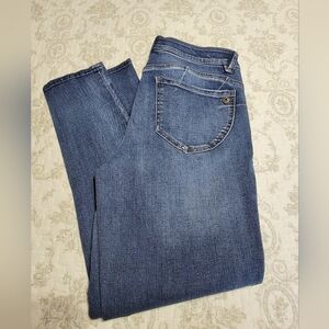 Women's Democracy Ab Solution Diatressed Mid Rise Girlfriend Jeans Size 8 Petite